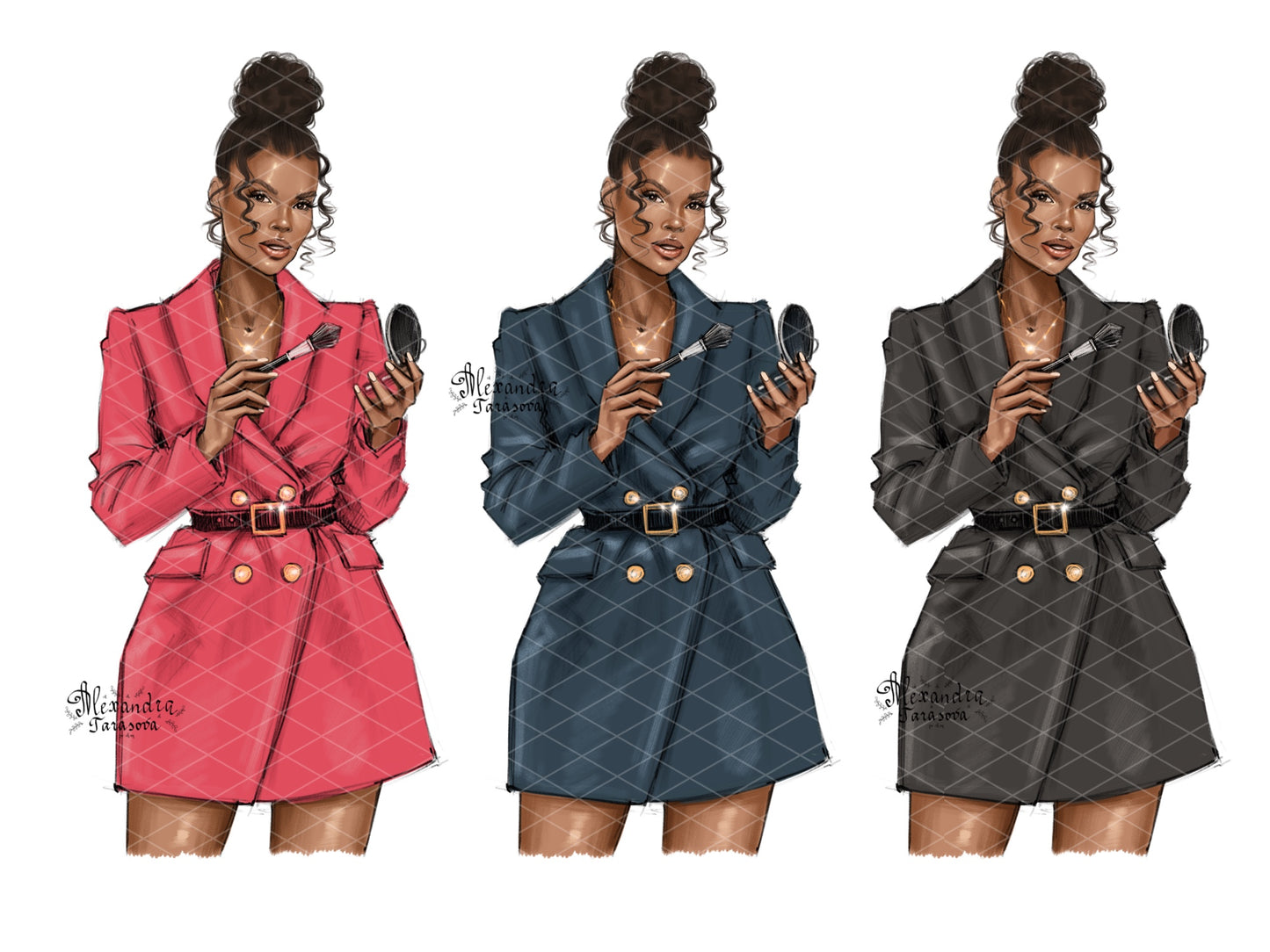 Beauty Girl Digital Illustration Fashion Girl Drawing Black Boss Girl Clipart African American Girl Sketch Trendy Jacket Png Files
