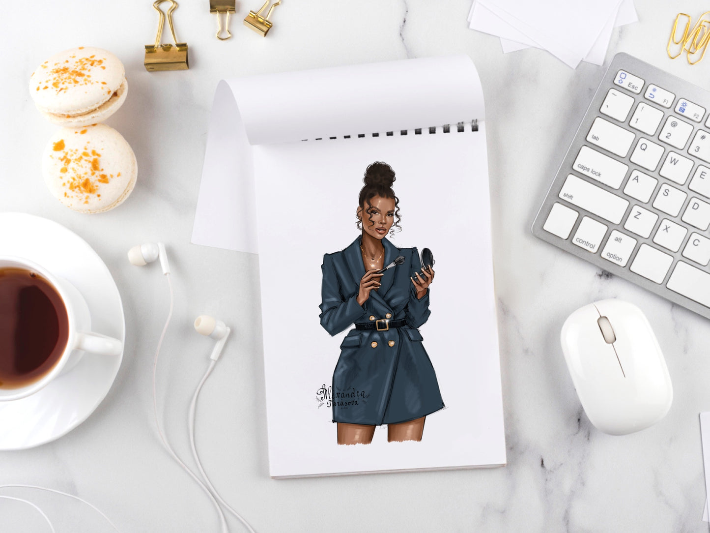 Beauty Girl Digital Illustration Fashion Girl Drawing Black Boss Girl Clipart African American Girl Sketch Trendy Jacket Png Files