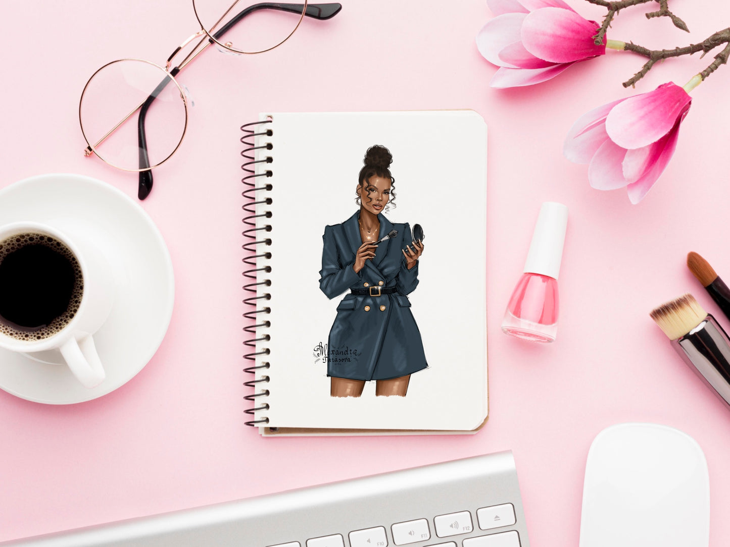 Beauty Girl Digital Illustration Fashion Girl Drawing Black Boss Girl Clipart African American Girl Sketch Trendy Jacket Png Files