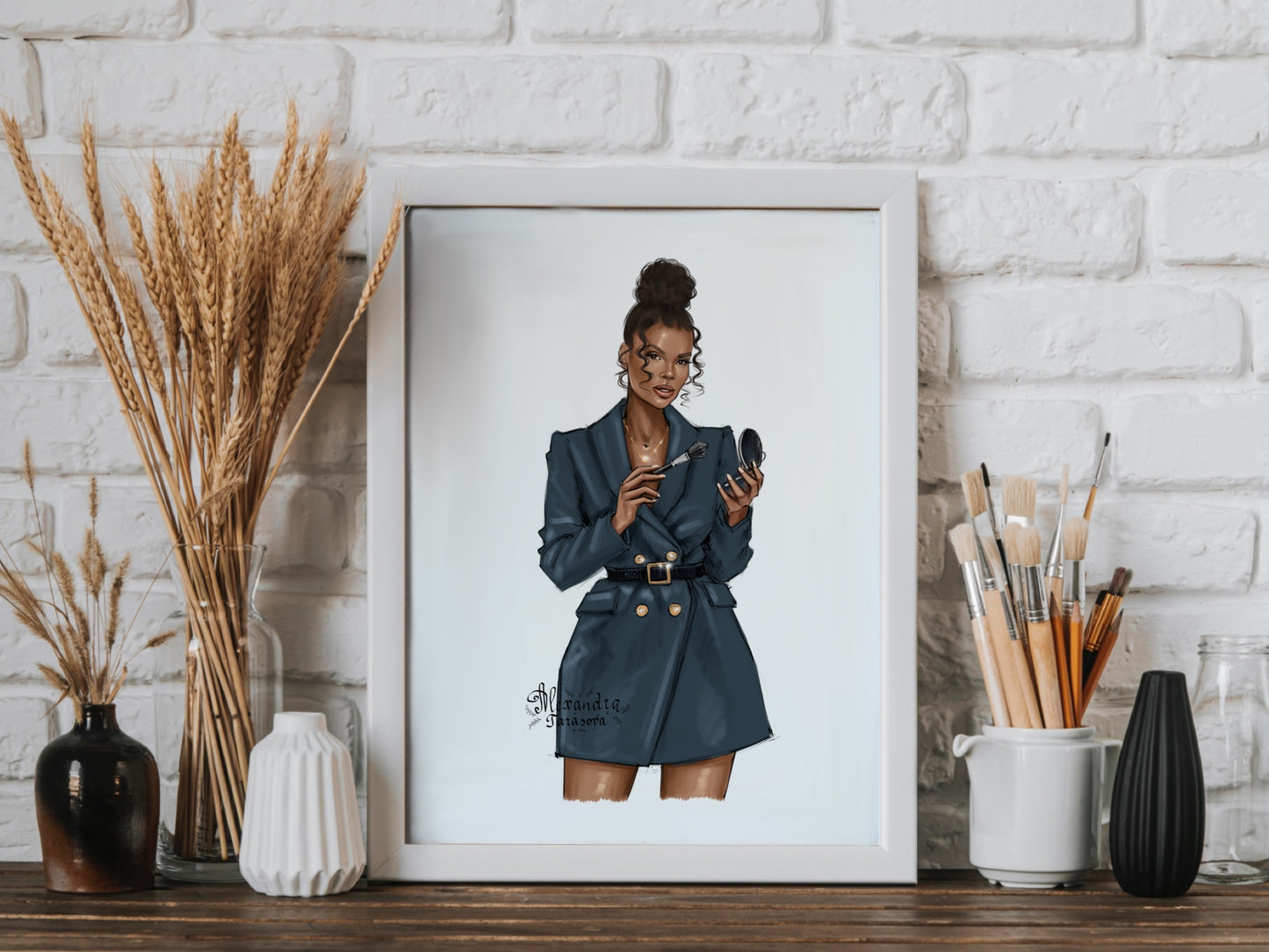 Beauty Girl Digital Illustration Fashion Girl Drawing Black Boss Girl Clipart African American Girl Sketch Trendy Jacket Png Files