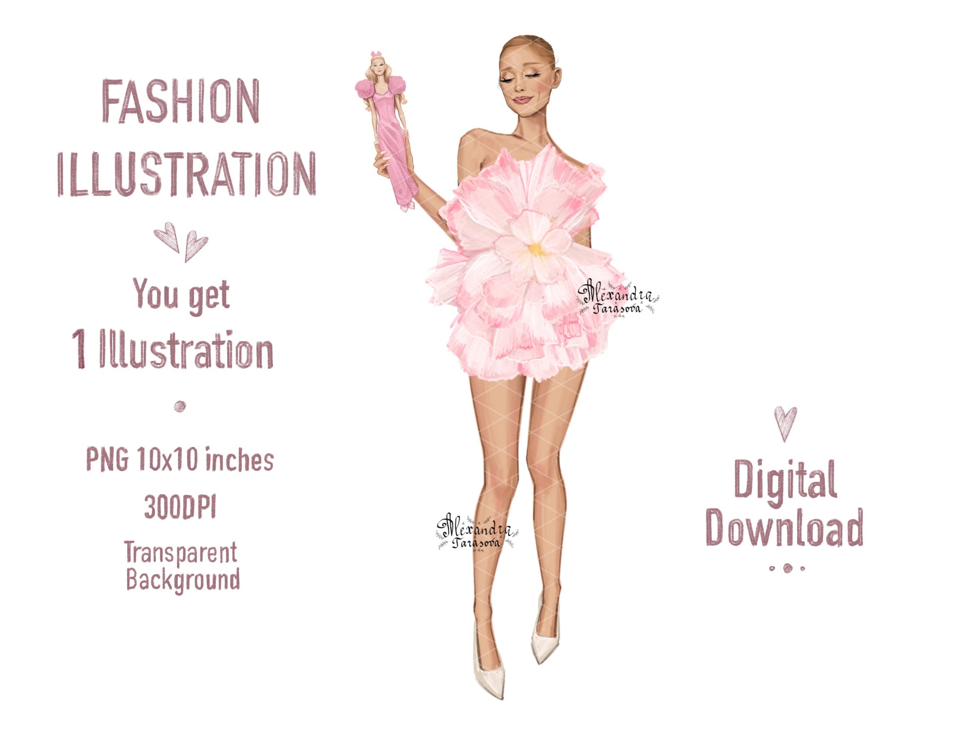Ariana Grande Illustration Fashion Illustration Printable Art Doll Clipart Digital Download Png File