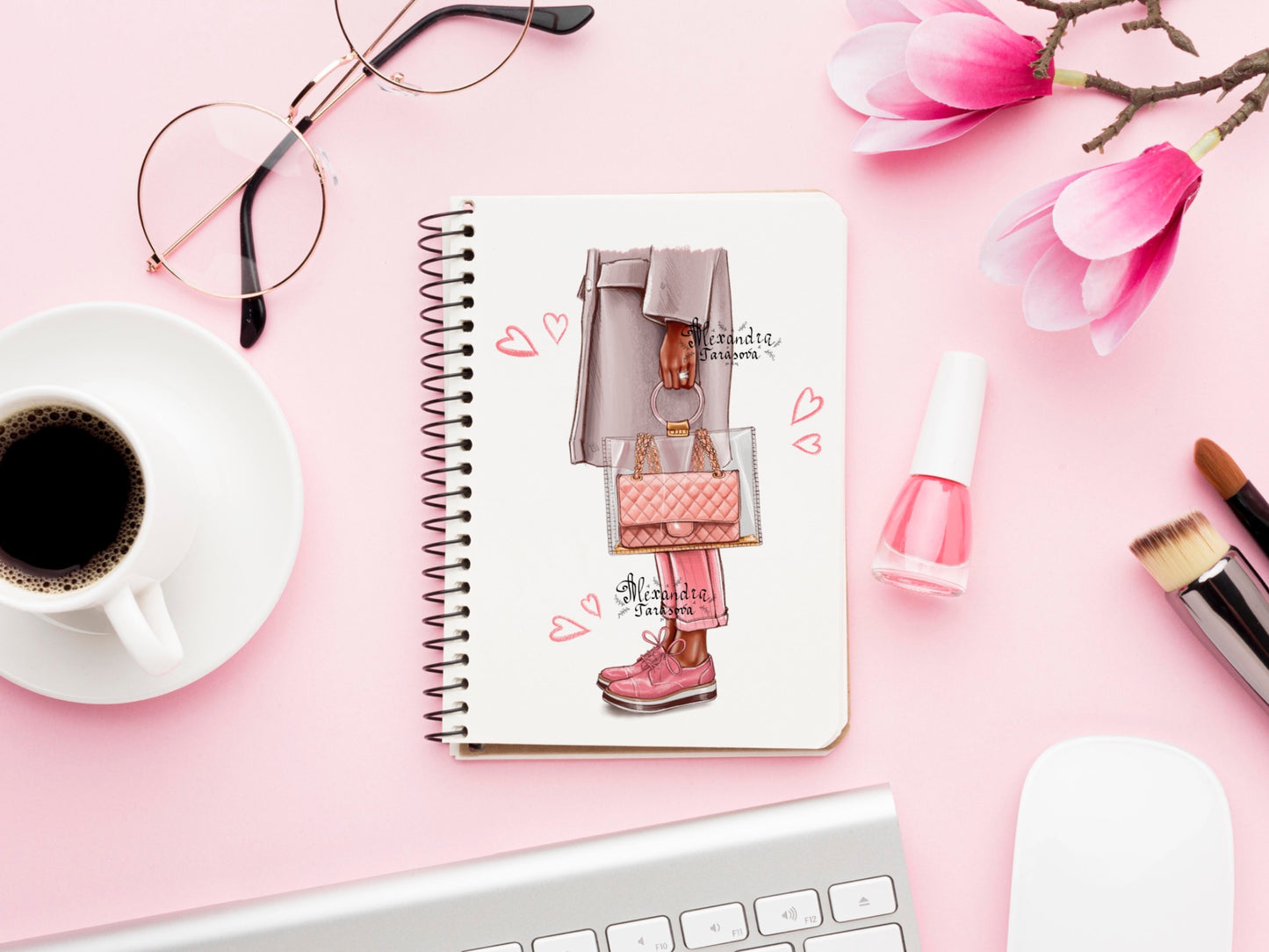 Digital Watercolor Illustration Fashion Shoes Pink Stylish Bag Png Files Printable Art