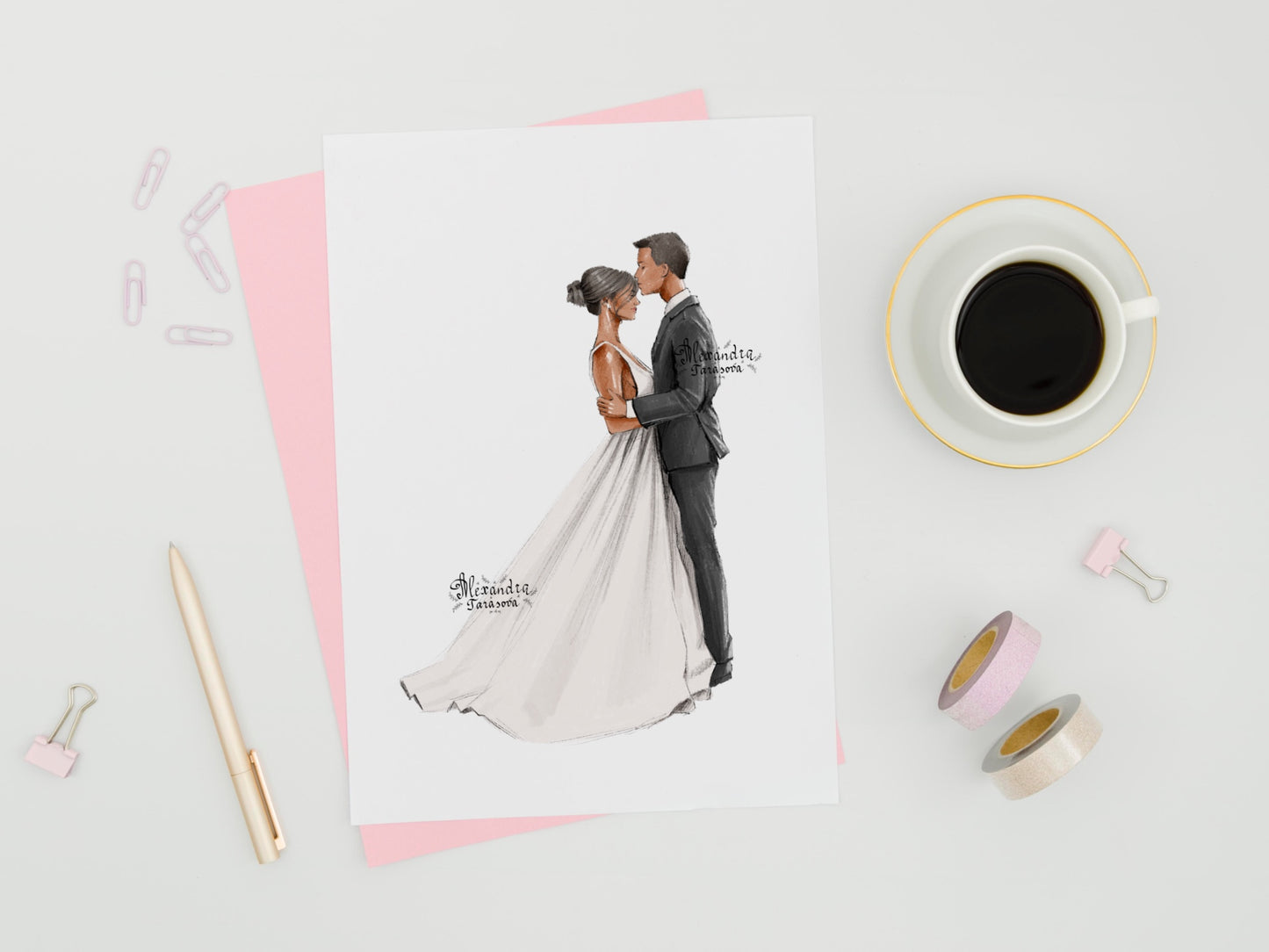 Digital Watercolor Illustration Wedding Painting Drawing Style Sketch Instant Download Printable Art Wedding Invitation Clipart Stickers