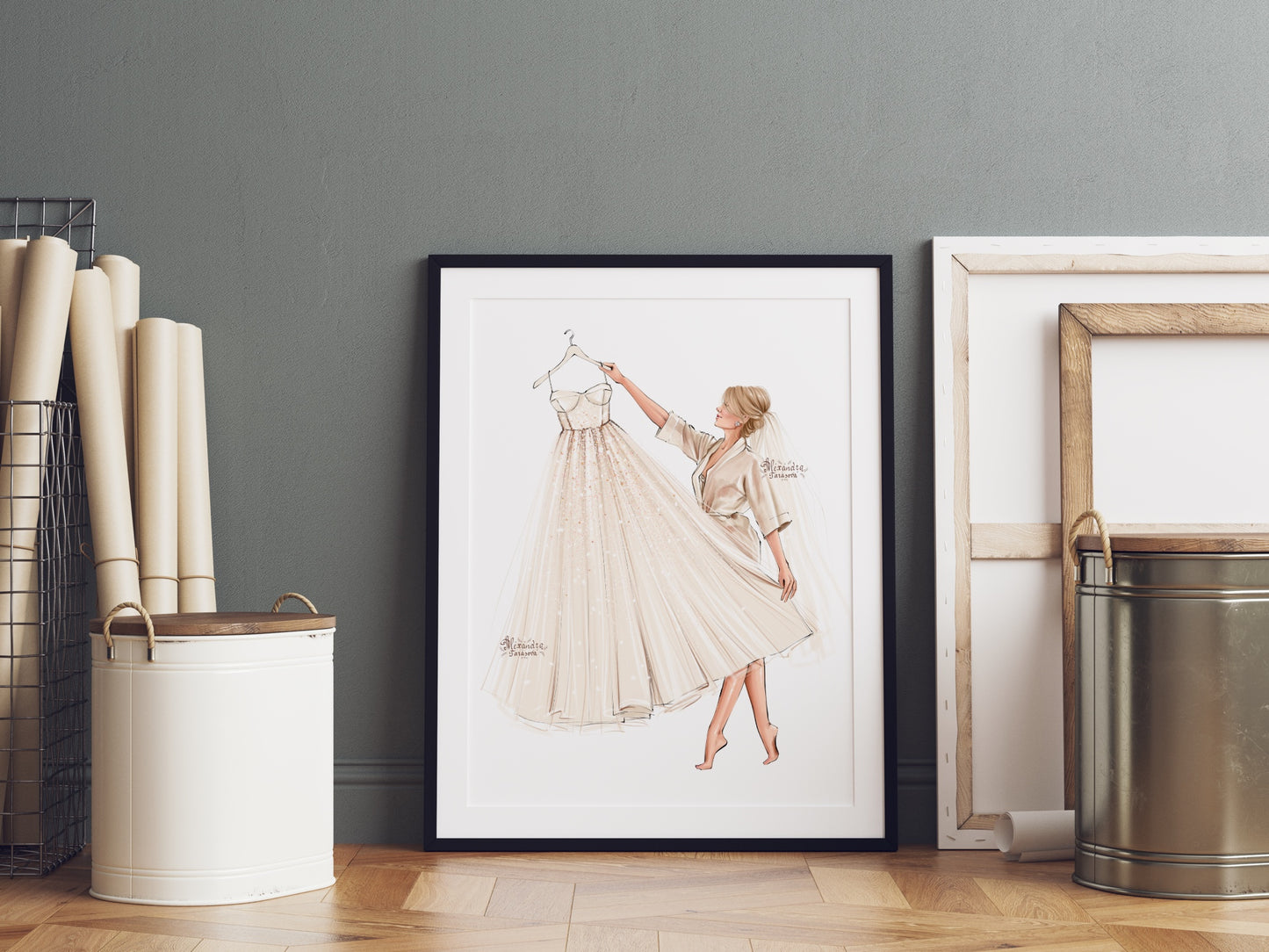 Instant Download Fashion Illustration Stylish Bride Wedding Drawing White Dress Clipart Png Files Printable Art Blond Brown Hairstyles