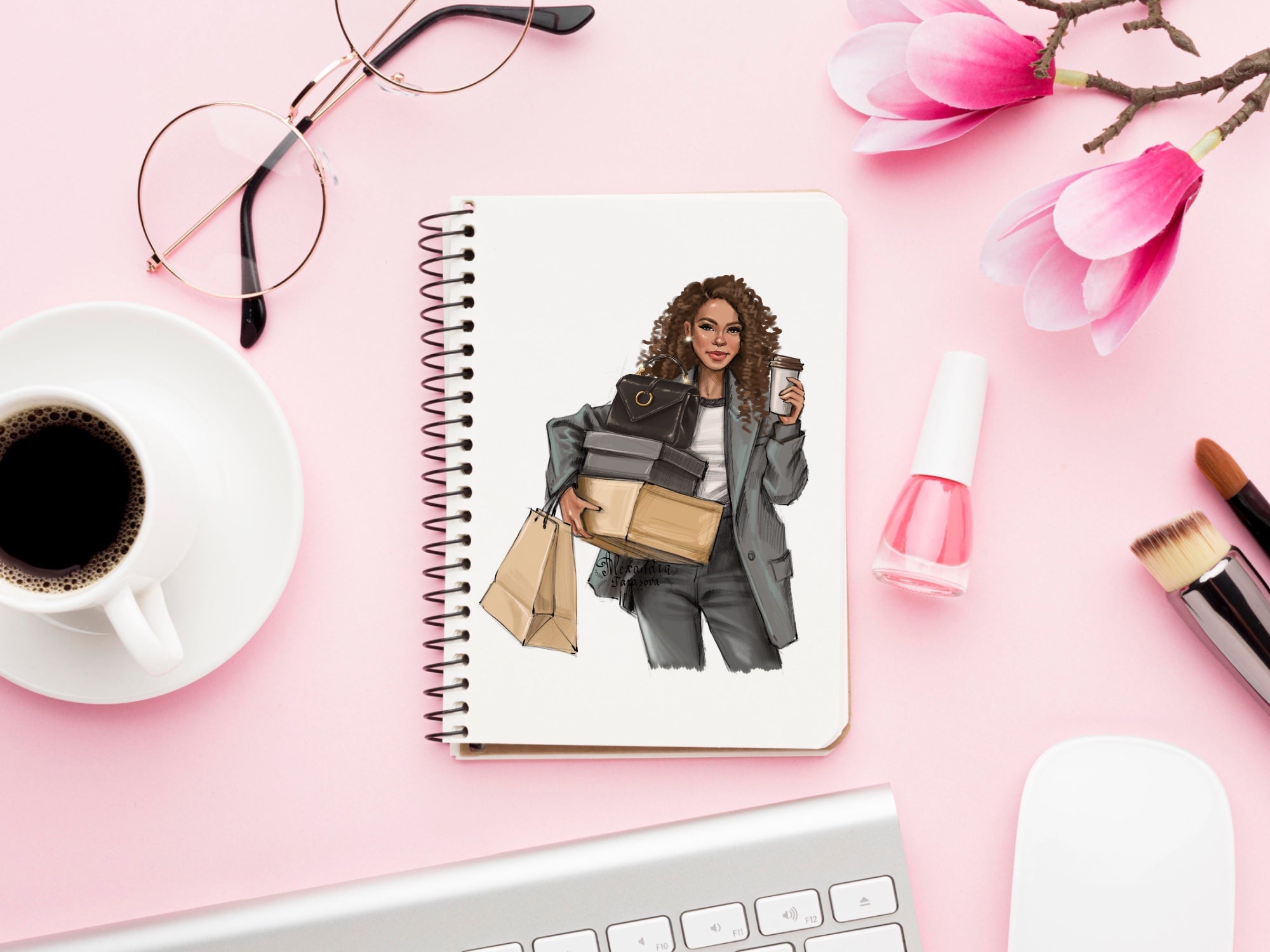 Fashion Girl African American Girl Black Girl Clipart Digital Illustration Watercolor Painting Drawing Sketch Png File