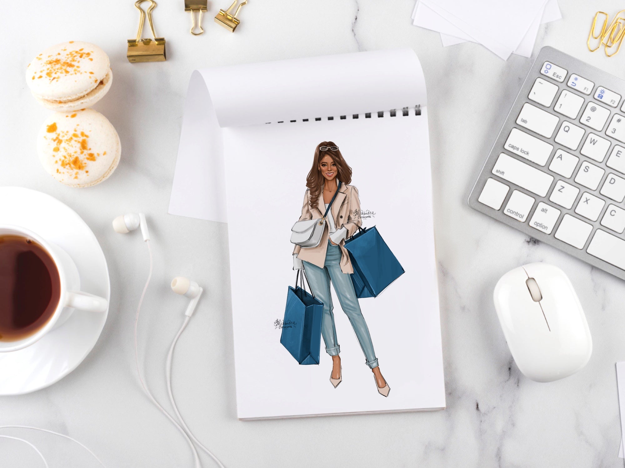 Digital Watercolor Illustration African American Woman Black Girl Clipart Printable Art Fashion Outfit Hand Drawn Sketch Png Files