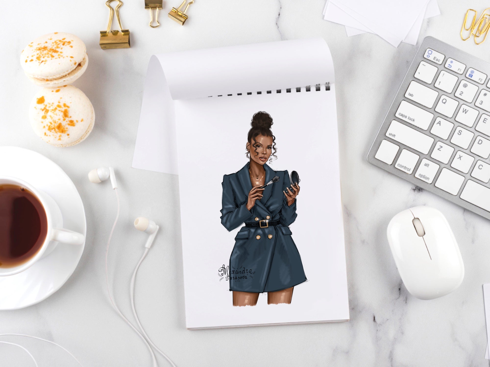 Beauty Girl Digital Illustration Fashion Girl Drawing Black Boss Girl Clipart African American Girl Sketch Trendy Jacket Png Files