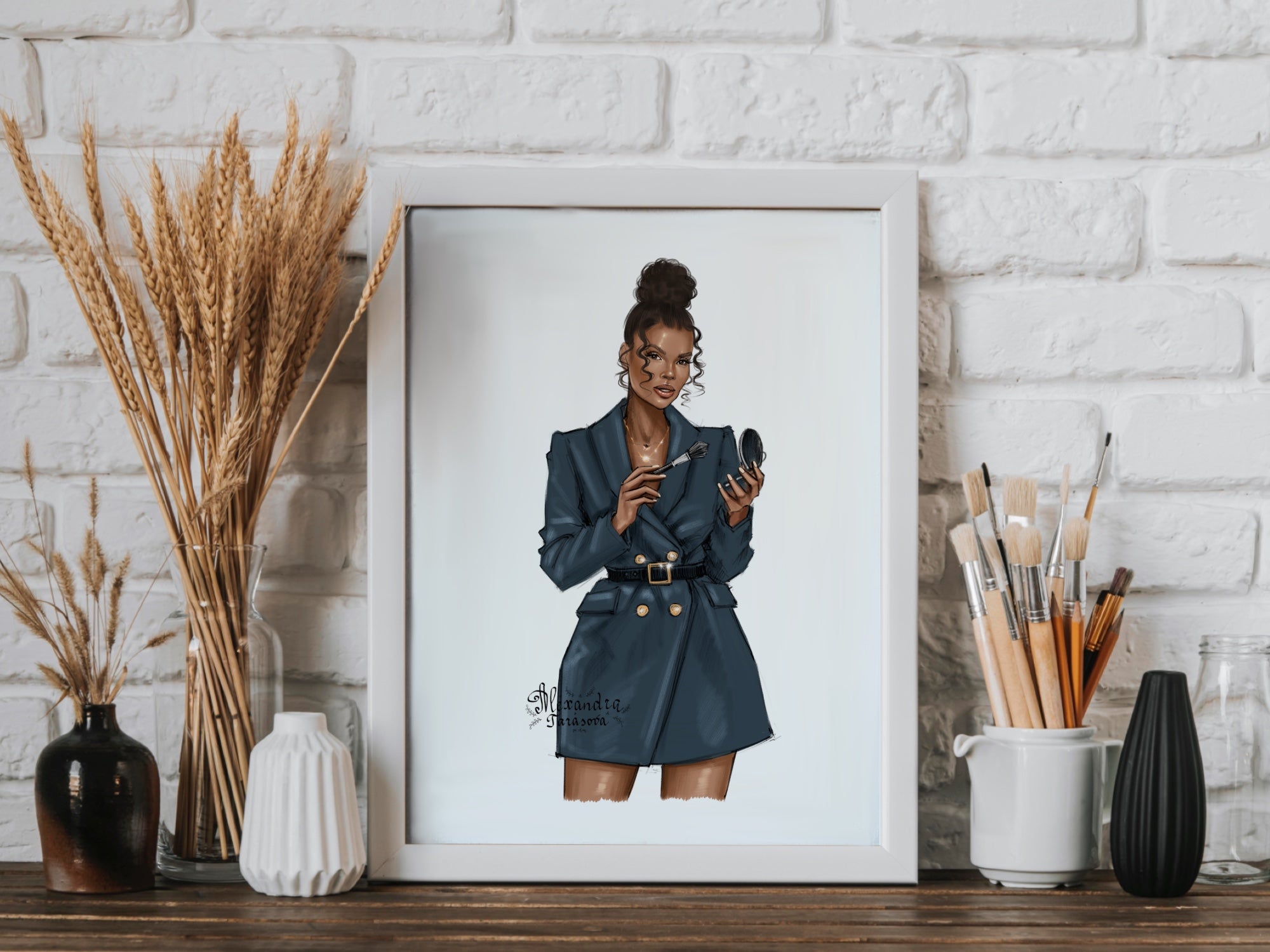 Beauty Girl Digital Illustration Fashion Girl Drawing Black Boss Girl Clipart African American Girl Sketch Trendy Jacket Png Files