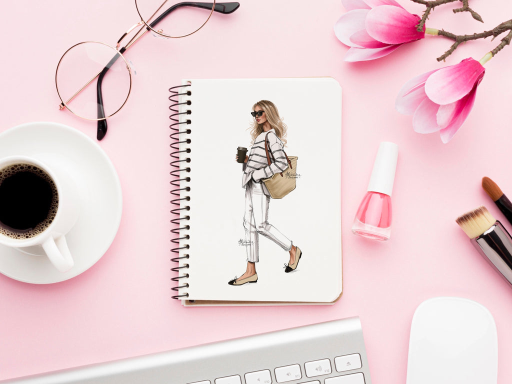 Digital Watercolor Illustration Drawing Sketch Planner Stickers Fashion Girl Paris Style Printable Art Beauty Girl Png Files