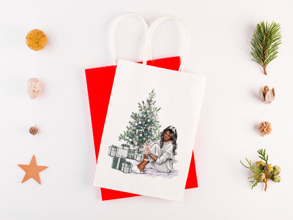 Fashion Illustration Christmas Tree Winter Holiday Christmas Gift Fashion Girl Planner Dashboard Planner Cover Printable Art