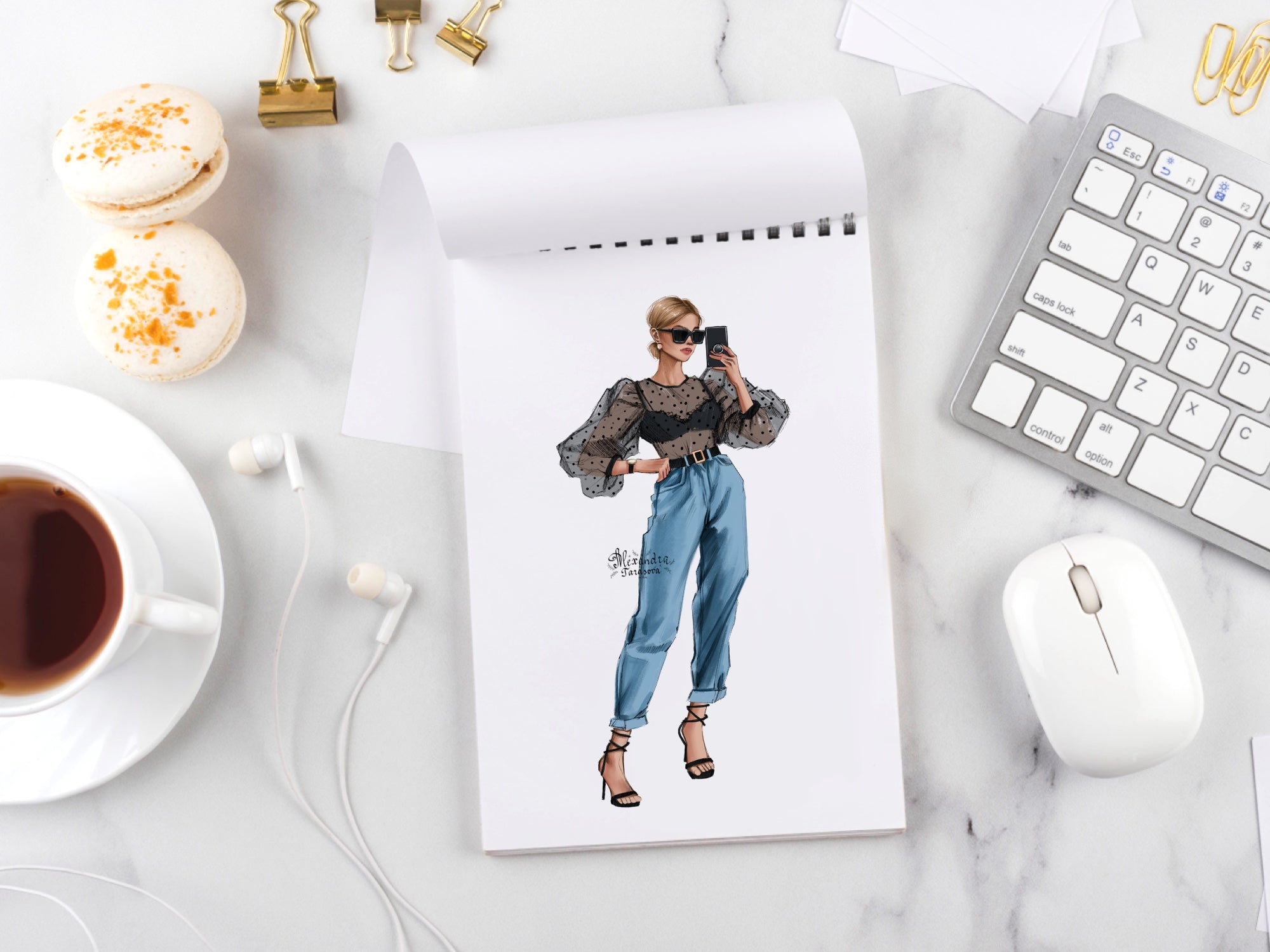 Fashion Illustration Beauty Girl Watercolor Painting Hand Drawn Illustration Printable Art Planner Stickers Instant Download