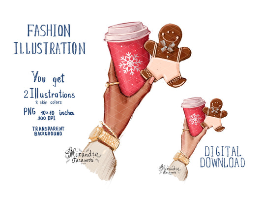 Digital Watercolor Illustration Fashion Illustration Christmas Cookies Winter Coffee Planner Stickers Planner Dashboard Christmas Gift