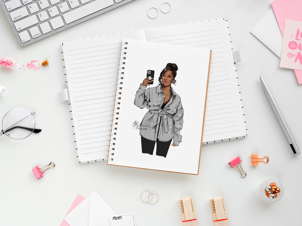 Digital Watercolor Illustration Fashion Black Girl Clipart African American Girl Planner Stickers Planner Dashboard Hand Drawn Sketch