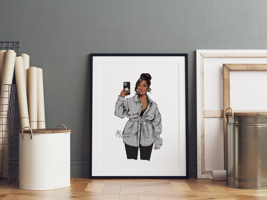 Digital Watercolor Illustration Fashion Black Girl Clipart African American Girl Planner Stickers Planner Dashboard Hand Drawn Sketch