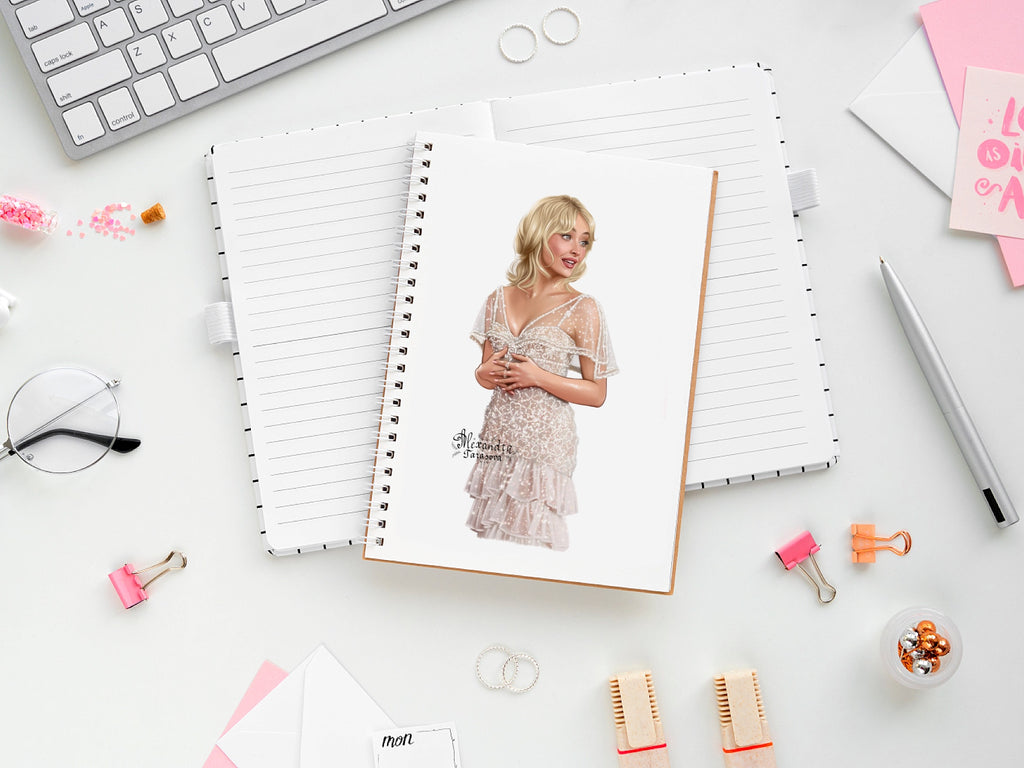 Sabrina Carpenter Inspired Fashion Illustration | Printable Wall Art | Digital Download | Pop Icon Art | Hand Drawn Illustration