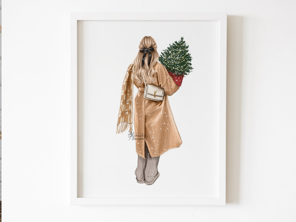 Hand Drawn Digital Watercolor Illustration Winter Holiday Christmas Tree Planner Stickers Planner Dashboard Printable Art