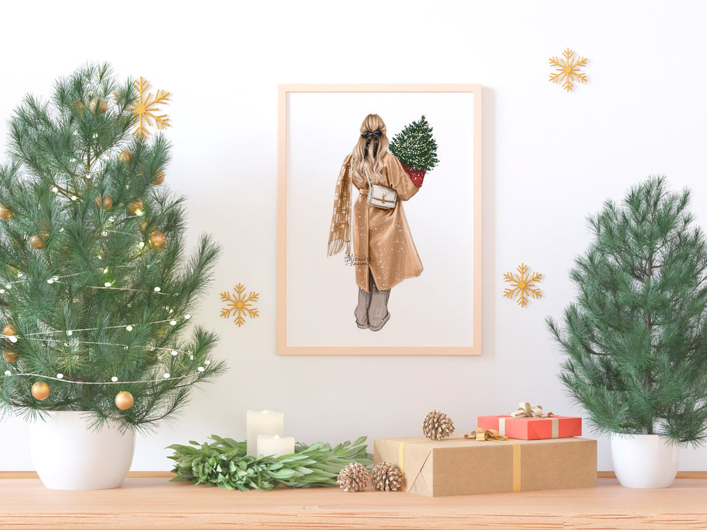 Hand Drawn Digital Watercolor Illustration Winter Holiday Christmas Tree Planner Stickers Planner Dashboard Printable Art