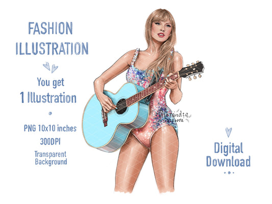 Taylor Swift Illustration Eras Tour Printable Art Png File