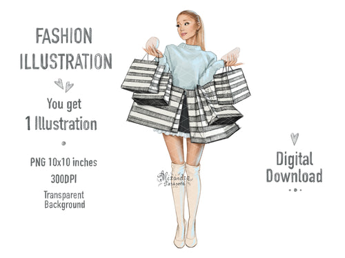 Ariana Grande Illustration Printable Art  Digital Download Png File