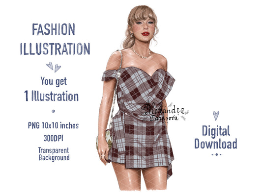 Taylor Swift Illustration Fashion Art Watercolor Painting Hand Drawing Png File Printable Art Clipart Stickers