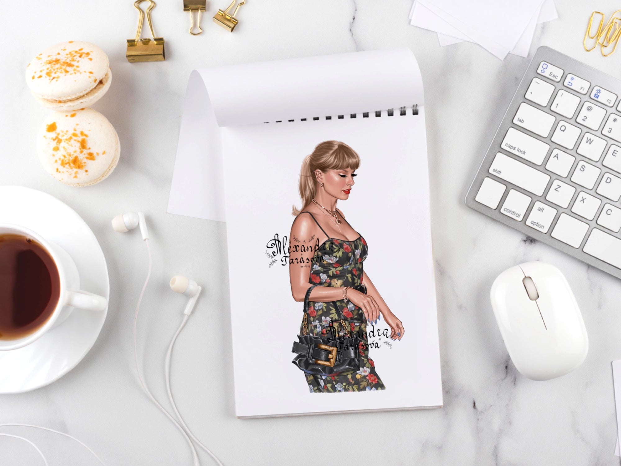 Taylor Swift Illustration Printable Art Clipart Stickers Digital Download Png File