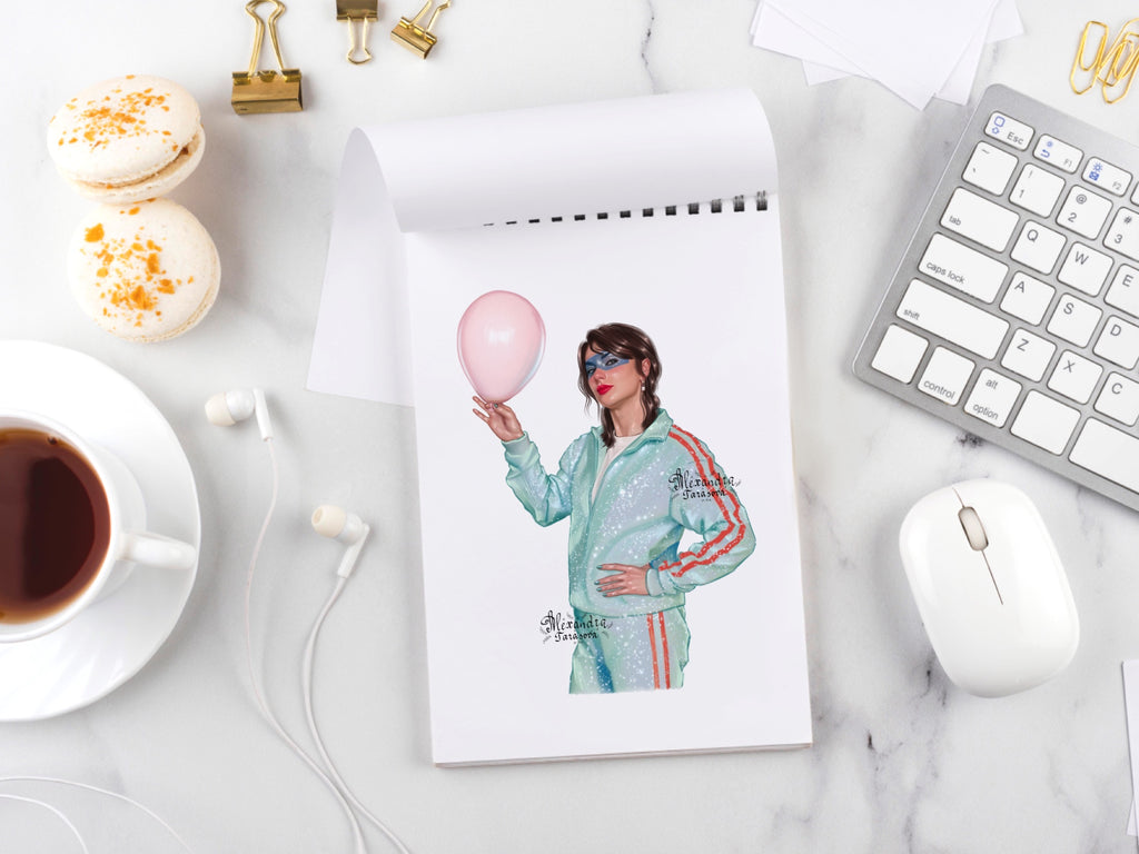 Digital Download  Taylor Swift Inspired Fashion Illustration Printable Wall Art Pop Icon Art Hand Drawn Illustration