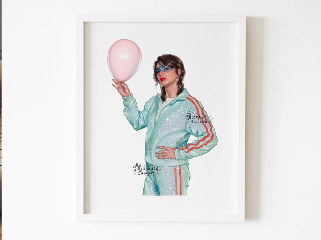 Digital Download  Taylor Swift Inspired Fashion Illustration Printable Wall Art Pop Icon Art Hand Drawn Illustration