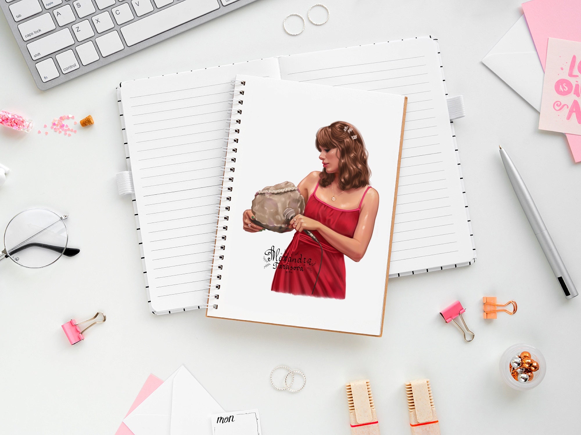 Taylor Swift Inspired Fashion Illustration | Printable Wall Art | Digital Download | Pop Icon Art | Hand Drawn Illustration