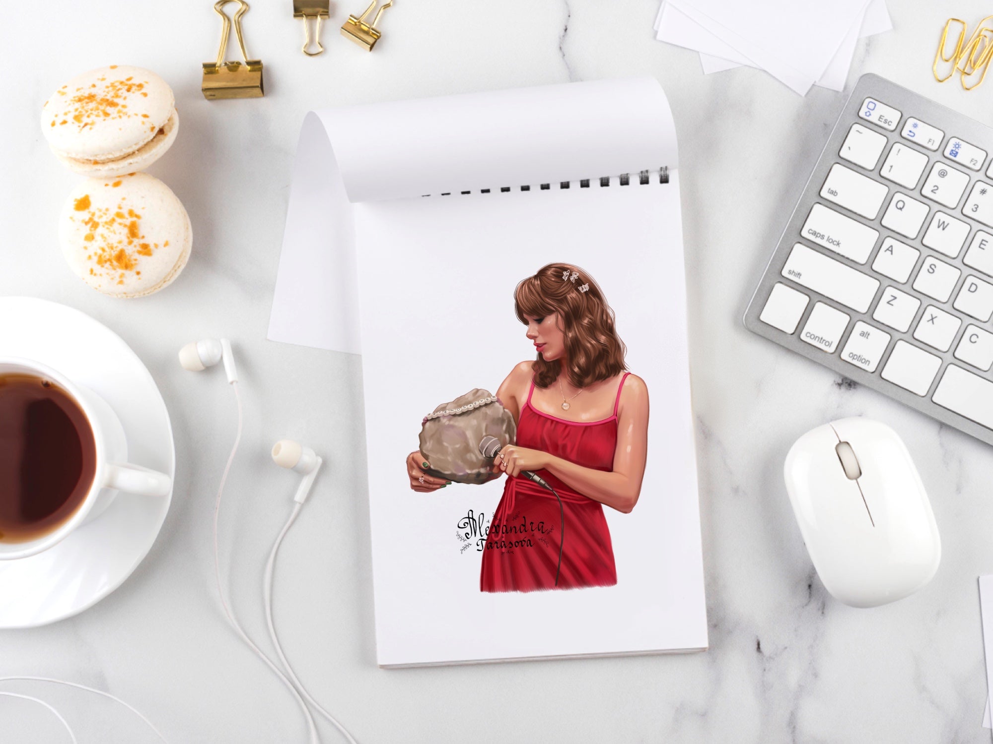 Taylor Swift Inspired Fashion Illustration | Printable Wall Art | Digital Download | Pop Icon Art | Hand Drawn Illustration