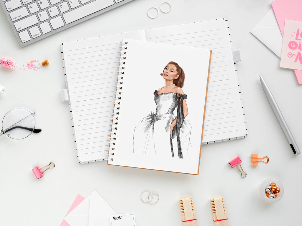 Ariana Inspired Art Gift For Fashionista Chic Home Decor Celebrity Sketch Dig Download