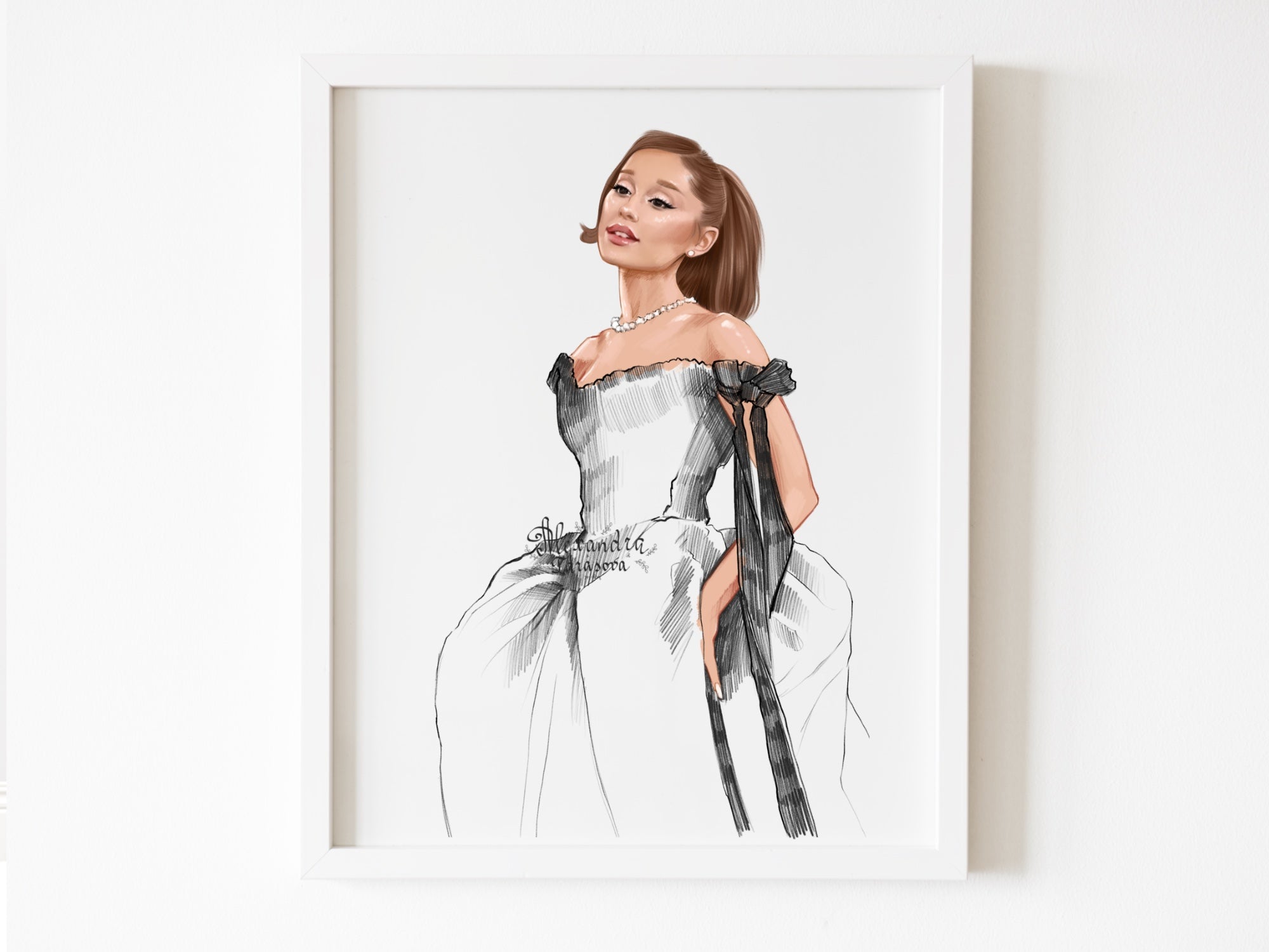 Ariana Inspired Art Gift For Fashionista Chic Home Decor Celebrity Sketch Dig Download