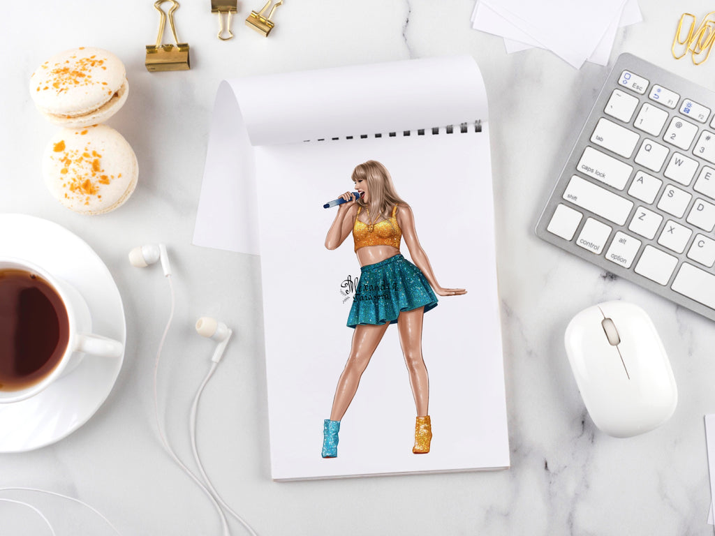 Taylor Swift Fashion Illustration | Hand-Drawn Pop Icon Art (Digital Download)