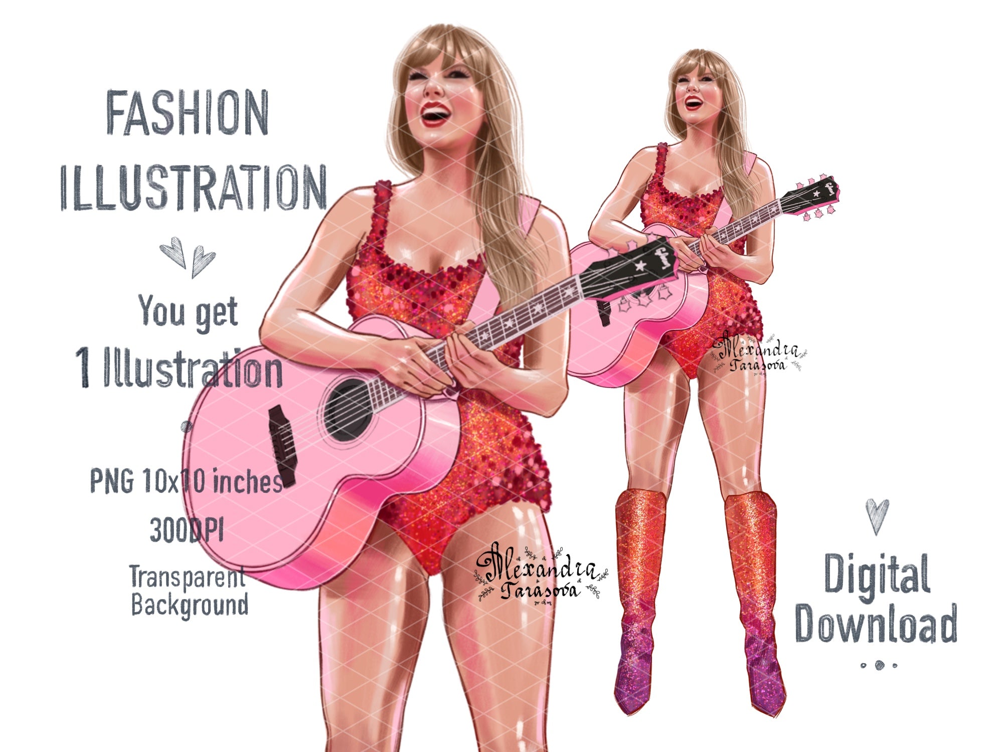 Taylor Swift Illustration Digital Download Printable Art Eras Tour Hand Drawn Illustration