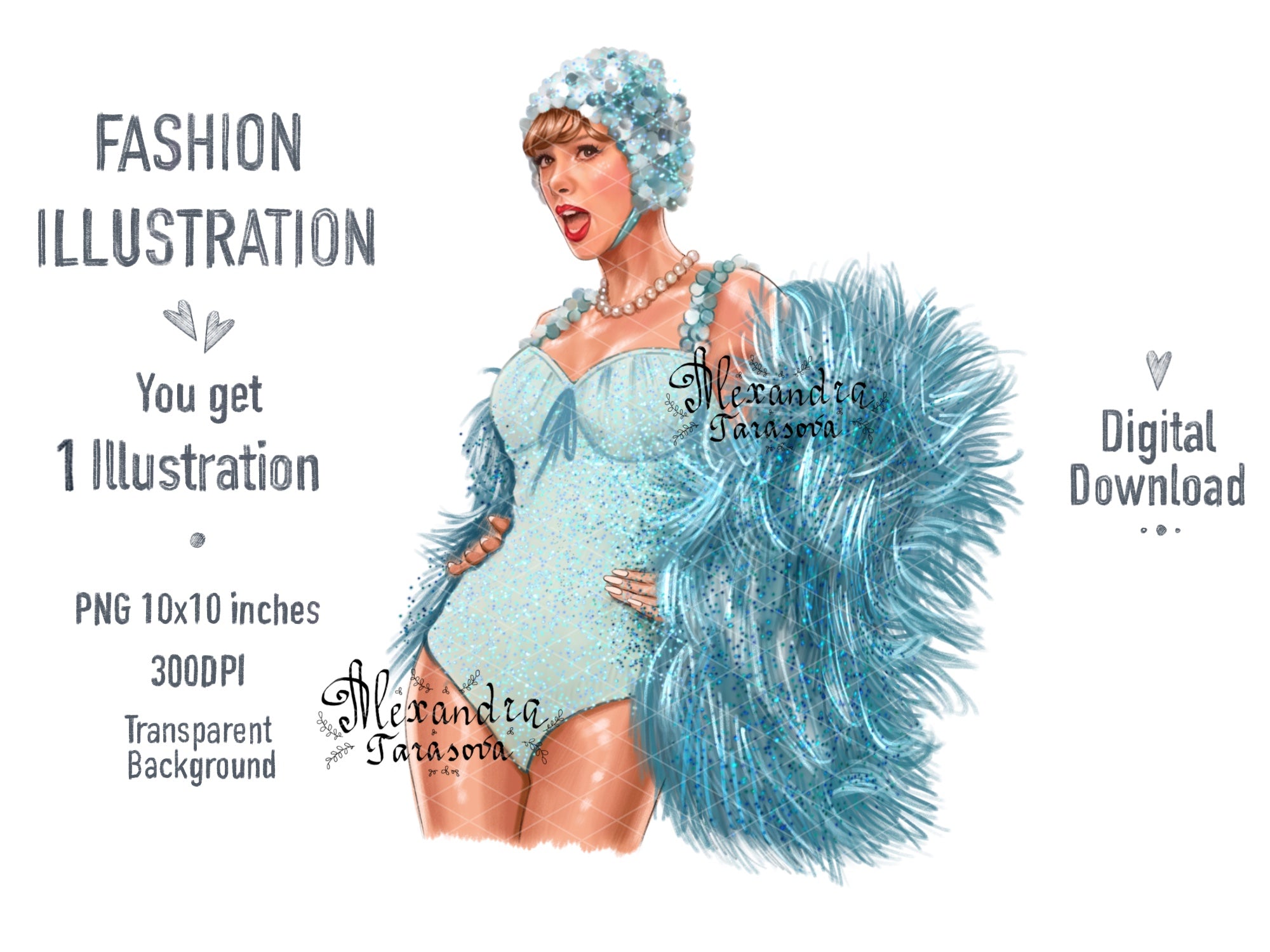 Taylor Swift Illustration Digital Download Printable Art Eras Tour Hand Drawn Illustration