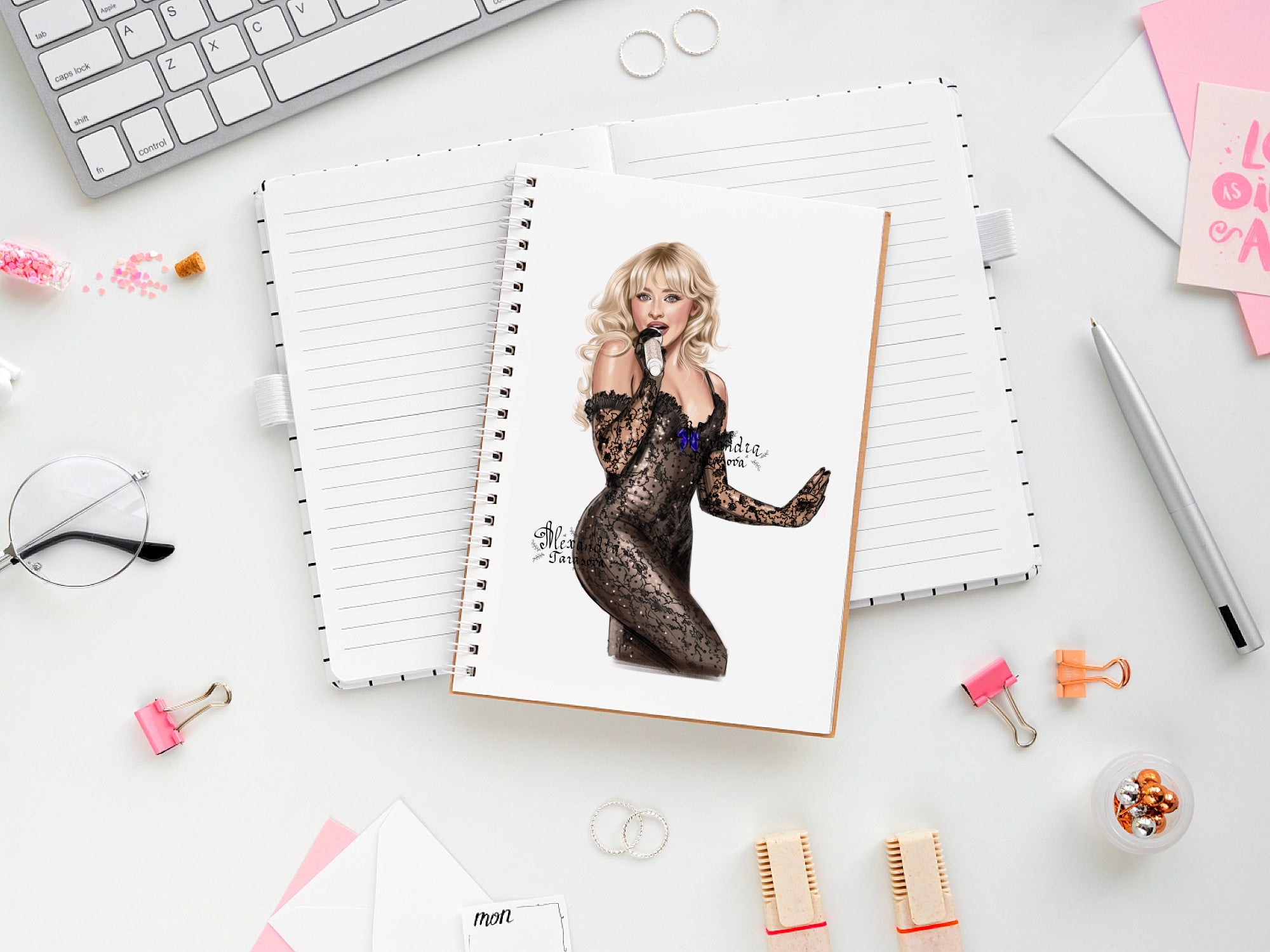 Sabrina Carpenter Inspired Fashion Illustration | Printable Wall Art | Digital Download | Pop Icon Art | Hand Drawn Illustration