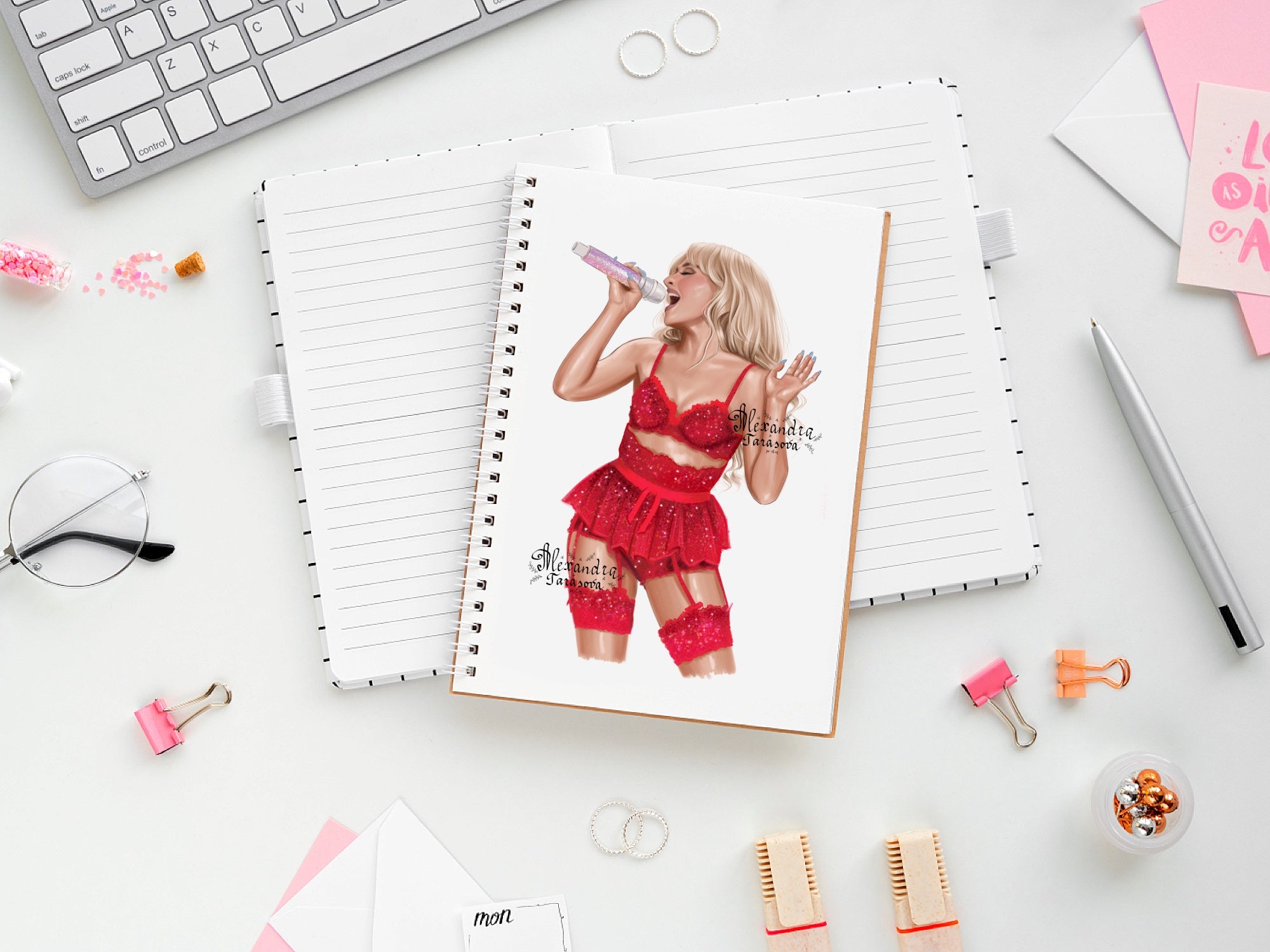 Sabrina Carpenter Inspired Fashion Illustration | Printable Wall Art | Digital Download | Pop Icon Art | Hand Drawn Illustration