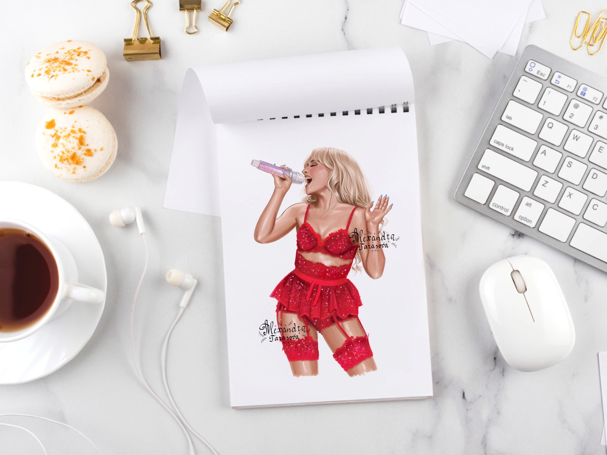 Sabrina Carpenter Inspired Fashion Illustration | Printable Wall Art | Digital Download | Pop Icon Art | Hand Drawn Illustration