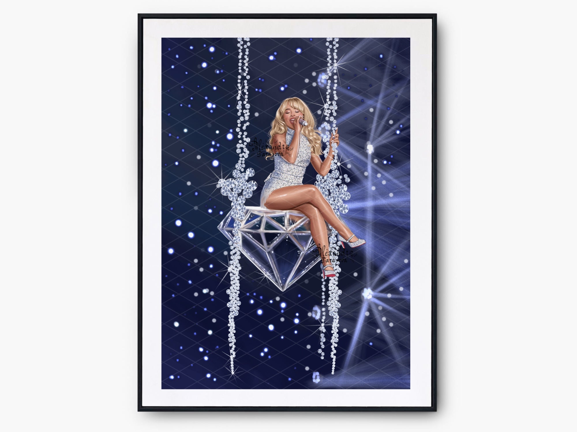 Sabrina Carpenter Inspired Fashion Illustration | Printable Wall Art | Digital Download | Pop Icon Art | Hand Drawn Illustration