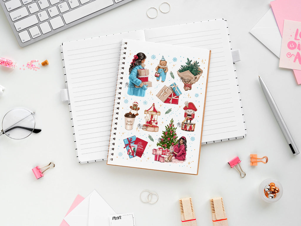 Christmas Holidays Printable Wall Art Home Decor Digital Download Clipart Stickers