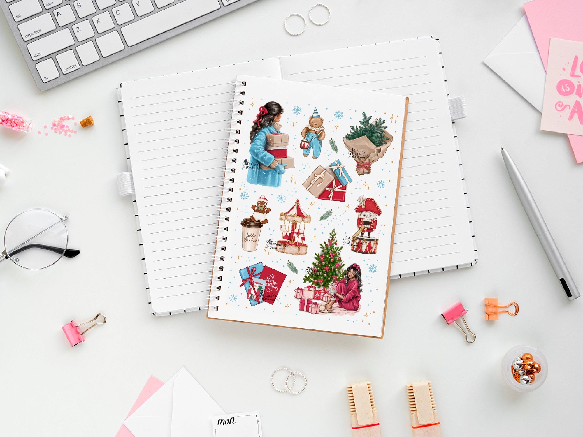 Christmas Holidays Printable Wall Art Home Decor Digital Download Clipart Stickers