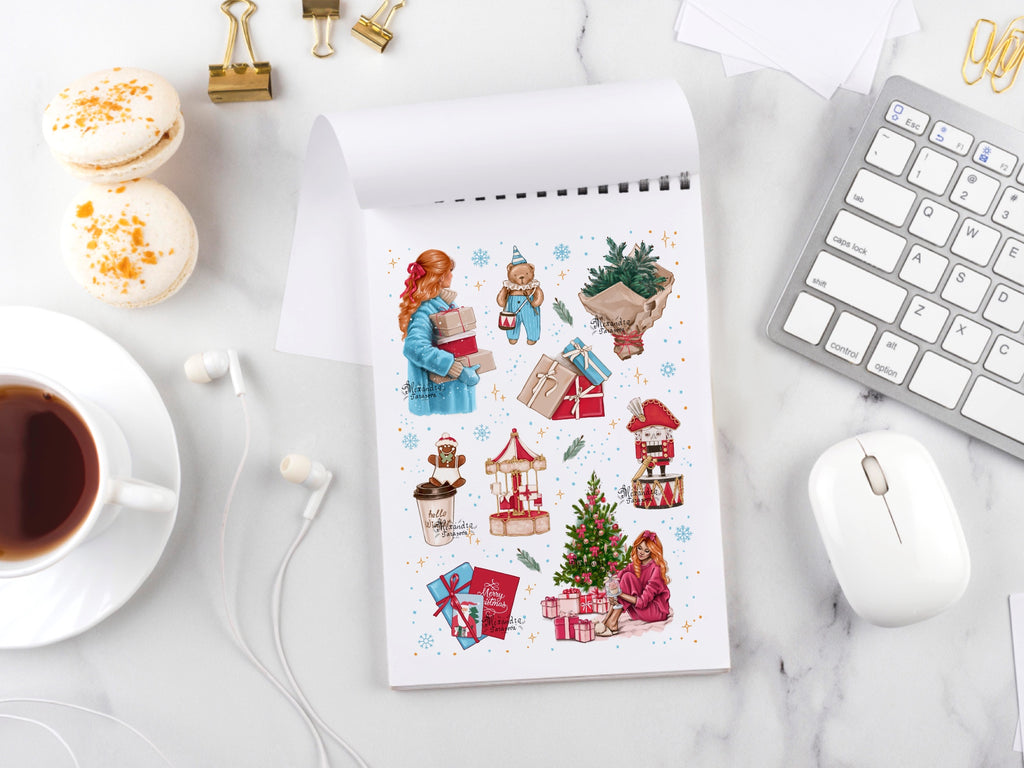 Christmas Holidays Printable Wall Art Home Decor Digital Download Clipart Stickers