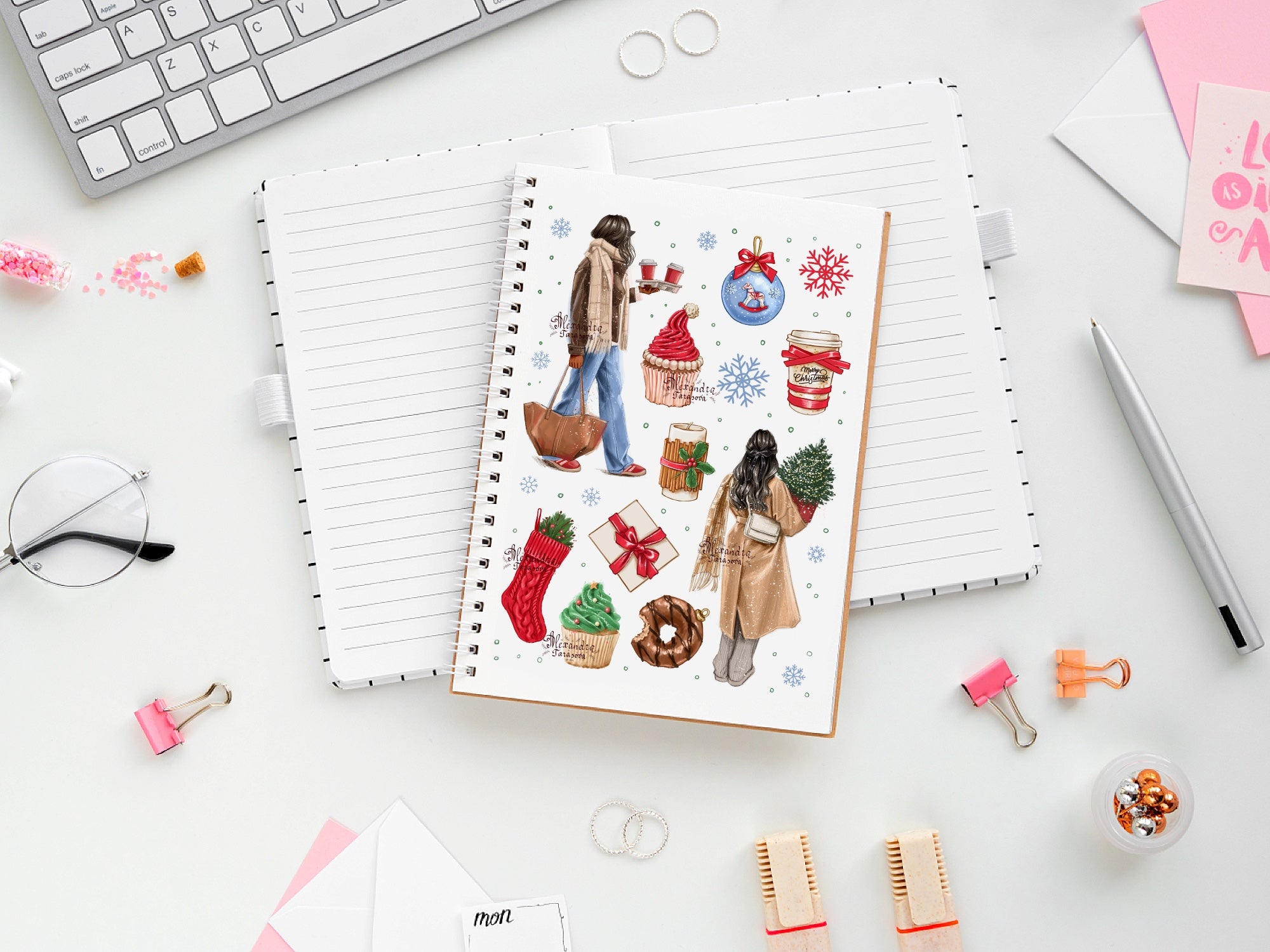 Christmas Clipart Printable Art Gift For Fashion Lover  Studio Poster Download Digital Illustration