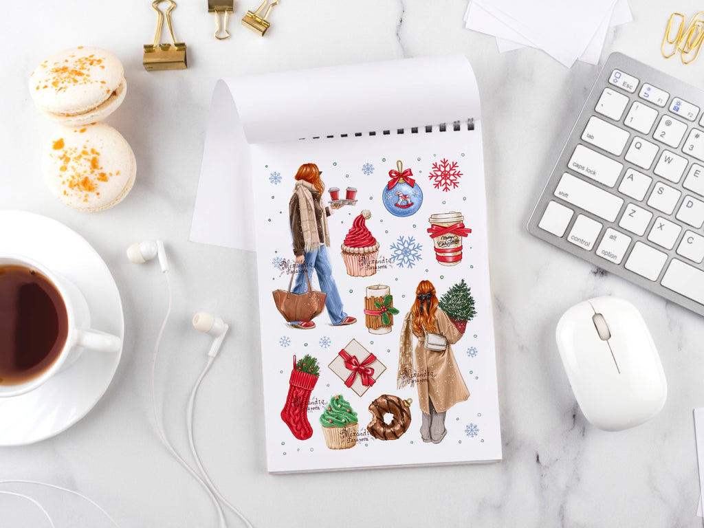 Christmas Clipart Printable Art Gift For Fashion Lover  Studio Poster Download Digital Illustration