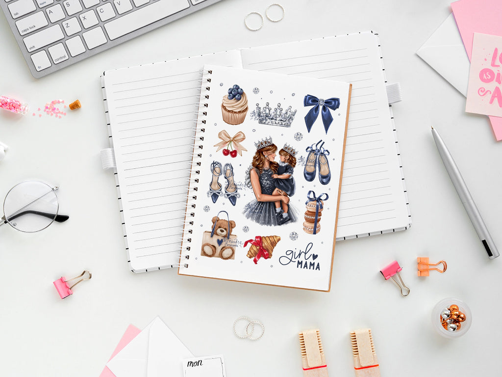 Digital Download Fashion Stickers Mother And Daughter Printable Art