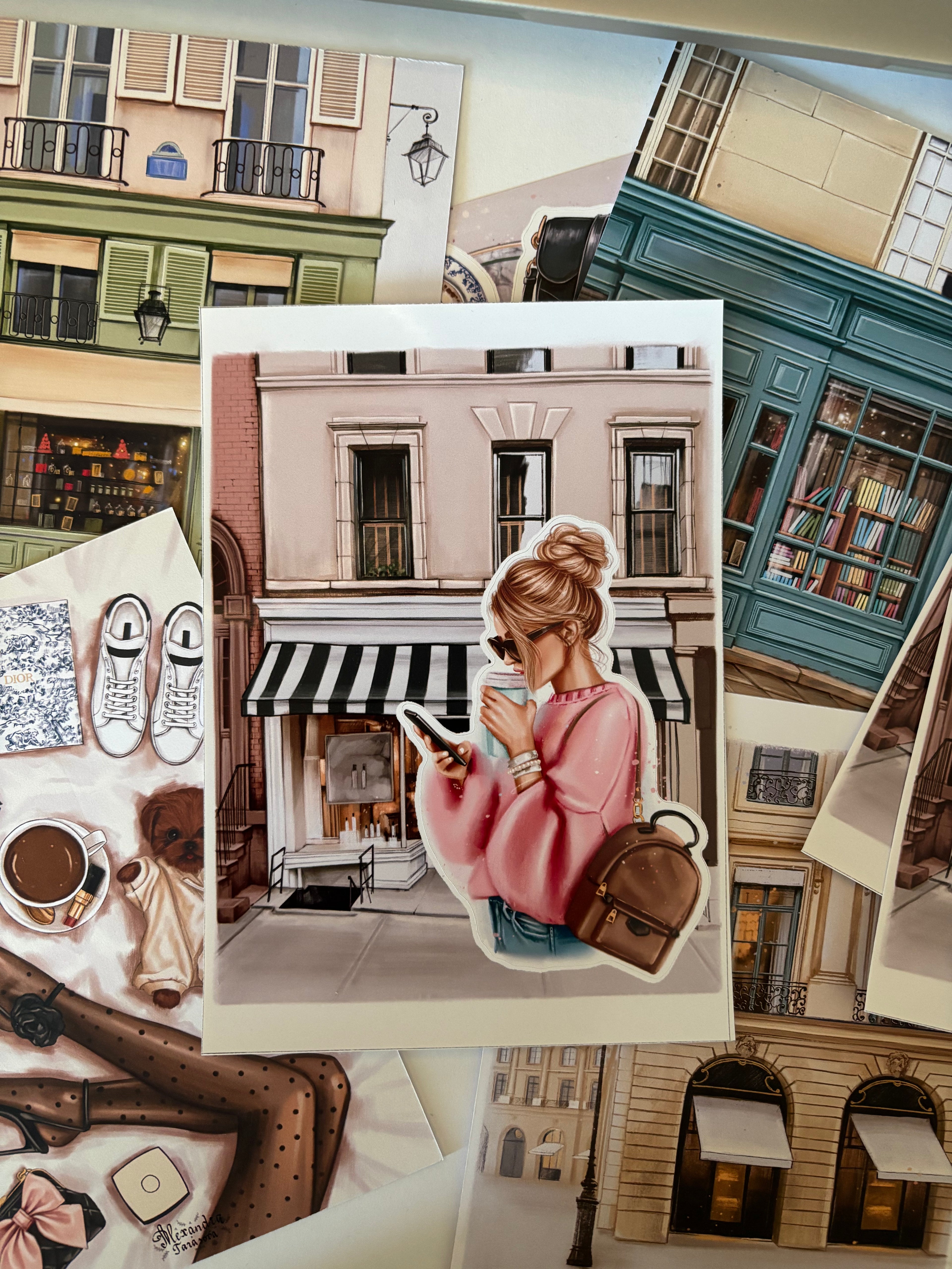 Sticker Sheet - Girl with Coffee | stickers for your planner