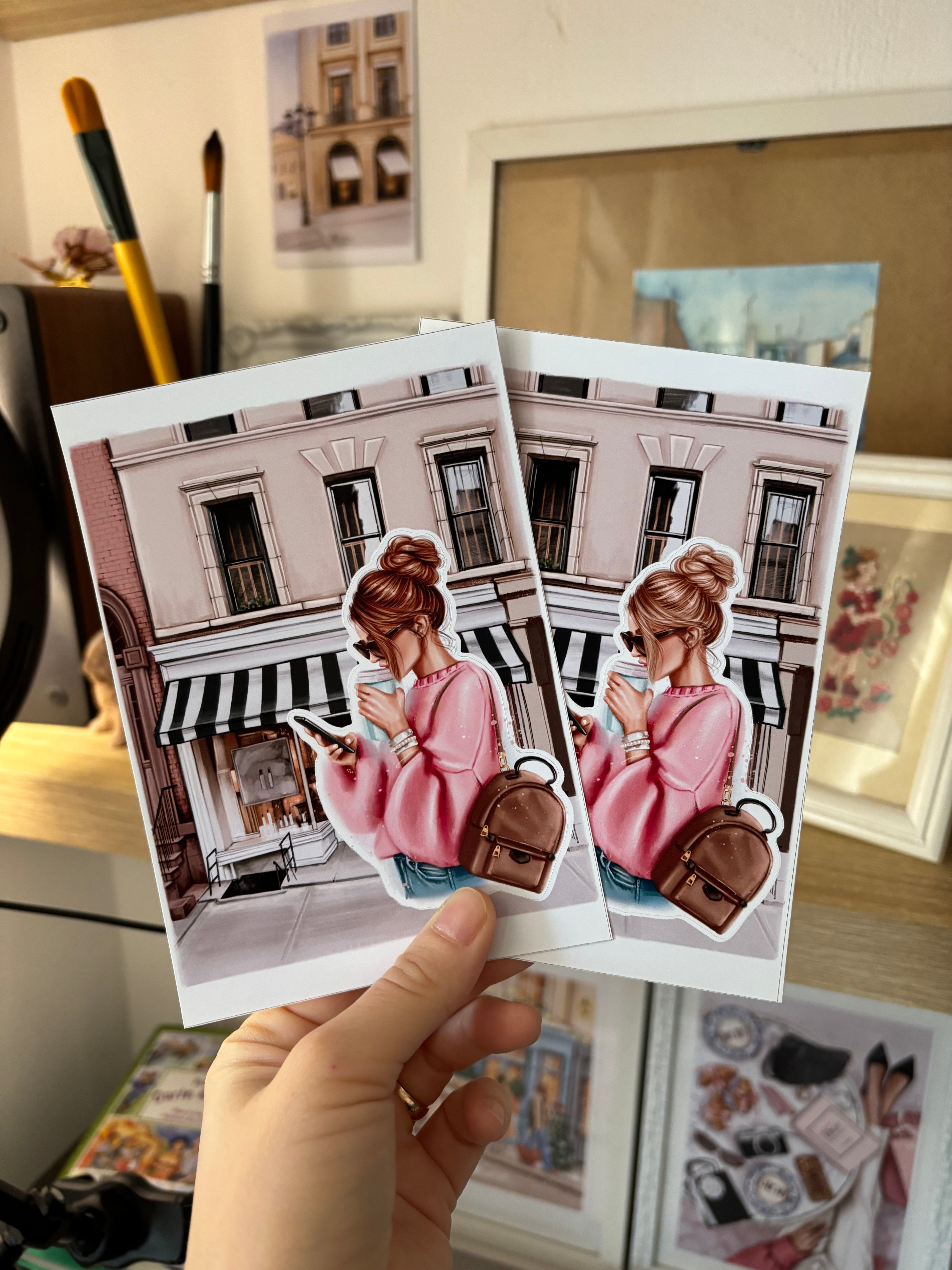 Sticker Sheet - Girl with Coffee | stickers for your planner