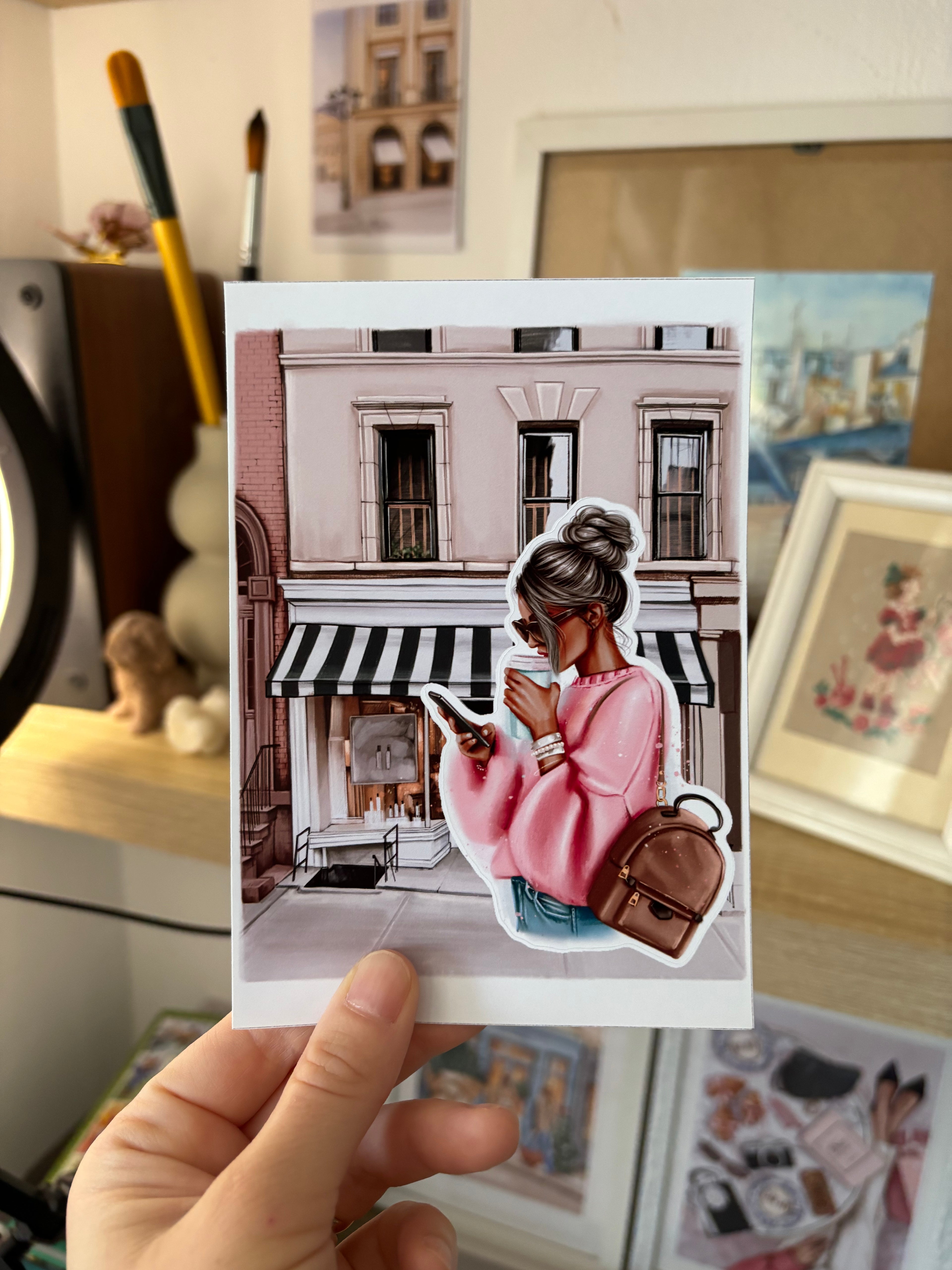Sticker Sheet - Girl with Coffee | stickers for your planner
