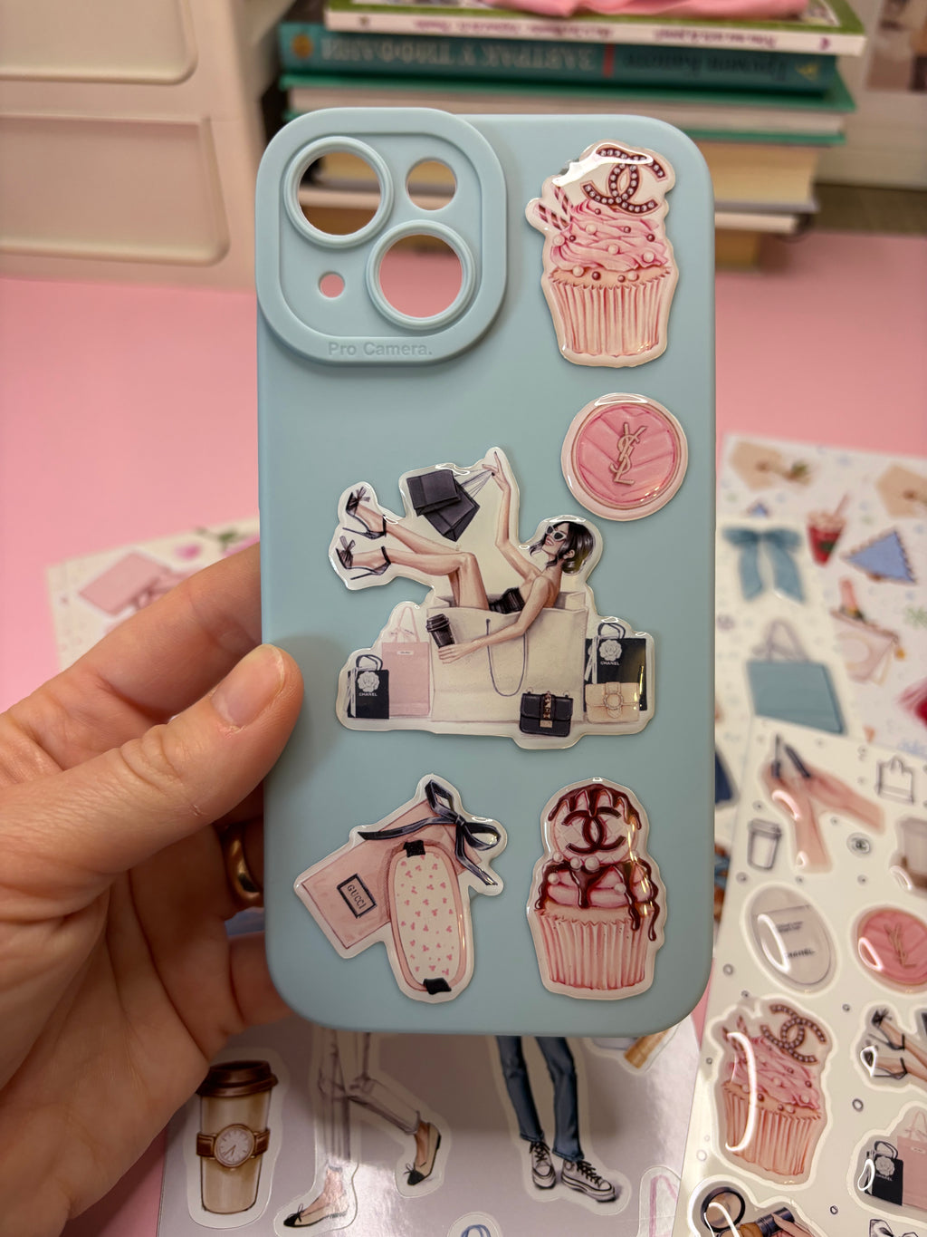 3D Stickers, 3D Stickers for Phone, iPad, MacBook, Stylish 3D Sticker Pack, 3D Stickers Set, Chanel Cupcakes, Make Up Accessories