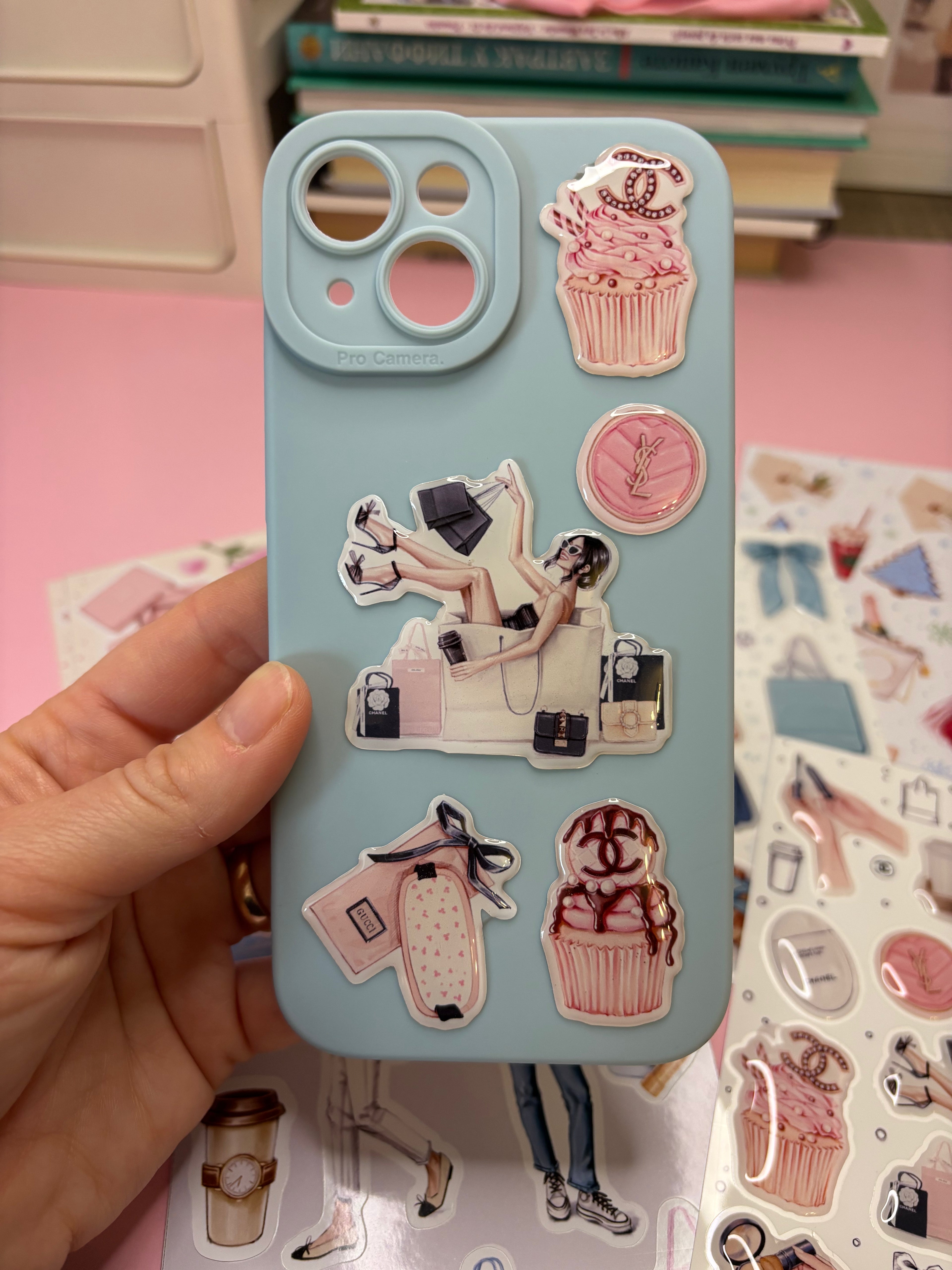 3D Stickers, 3D Stickers for Phone, iPad, MacBook, Stylish 3D Sticker Pack, 3D Stickers Set, Chanel Cupcakes, Make Up Accessories