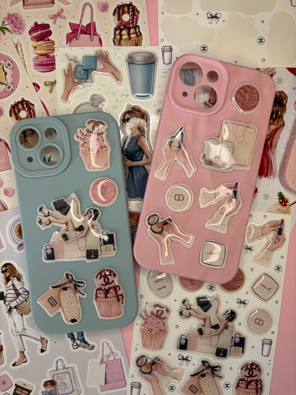 3D Stickers, 3D Stickers for Phone, iPad, MacBook, Stylish 3D Sticker Pack, 3D Stickers Set, Chanel Cupcakes, Make Up Accessories